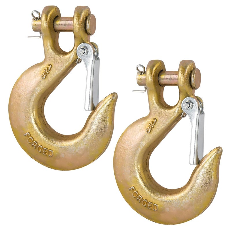Digank 3/8" Clevis Slip Hook, G70 Tow & Winch Hooks with Safety Latch, Heavy Duty Forged Hook for Trailer, Transport, Lift & Pull, 18,000 lbs Capacity (2 Pack) - Image 1